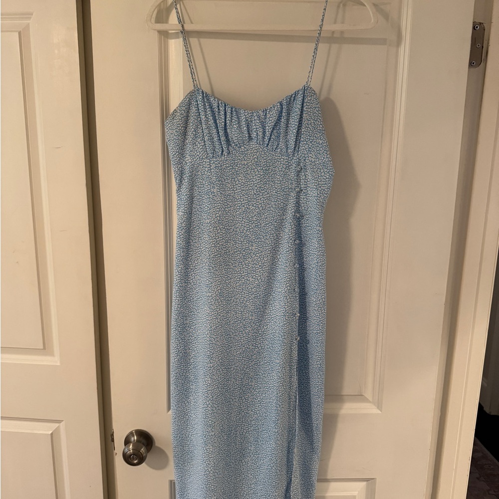 Zara Blue Spaghetti Strap Midi Dress
